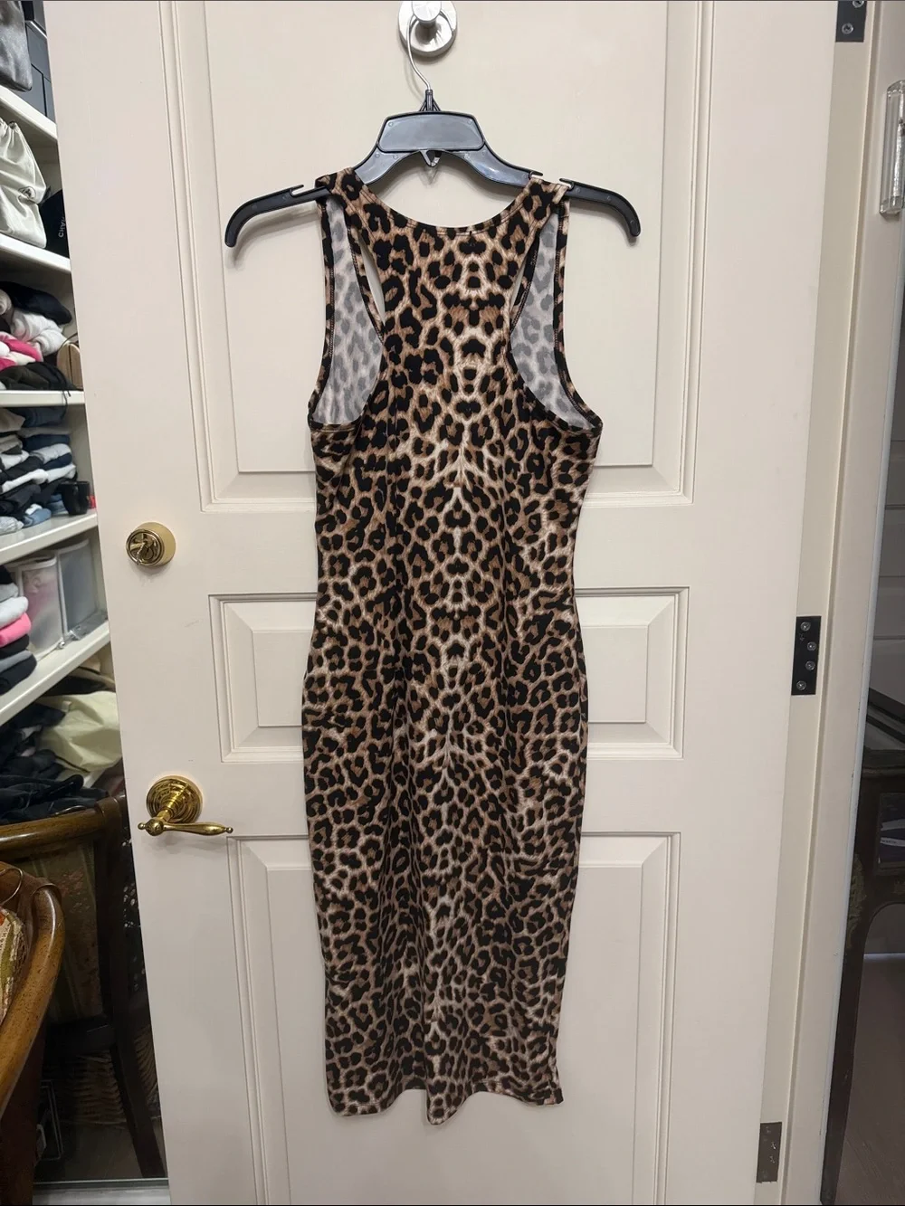 Fashion Nova Leopard Print Bodycon Midi Dress - tan and black